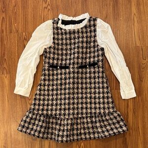 LIKE NEW Janie and Jack Chic Tweed Dress with White Sleeves size 5